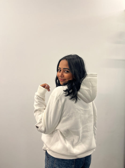 Unisex White Cargo Hoodie